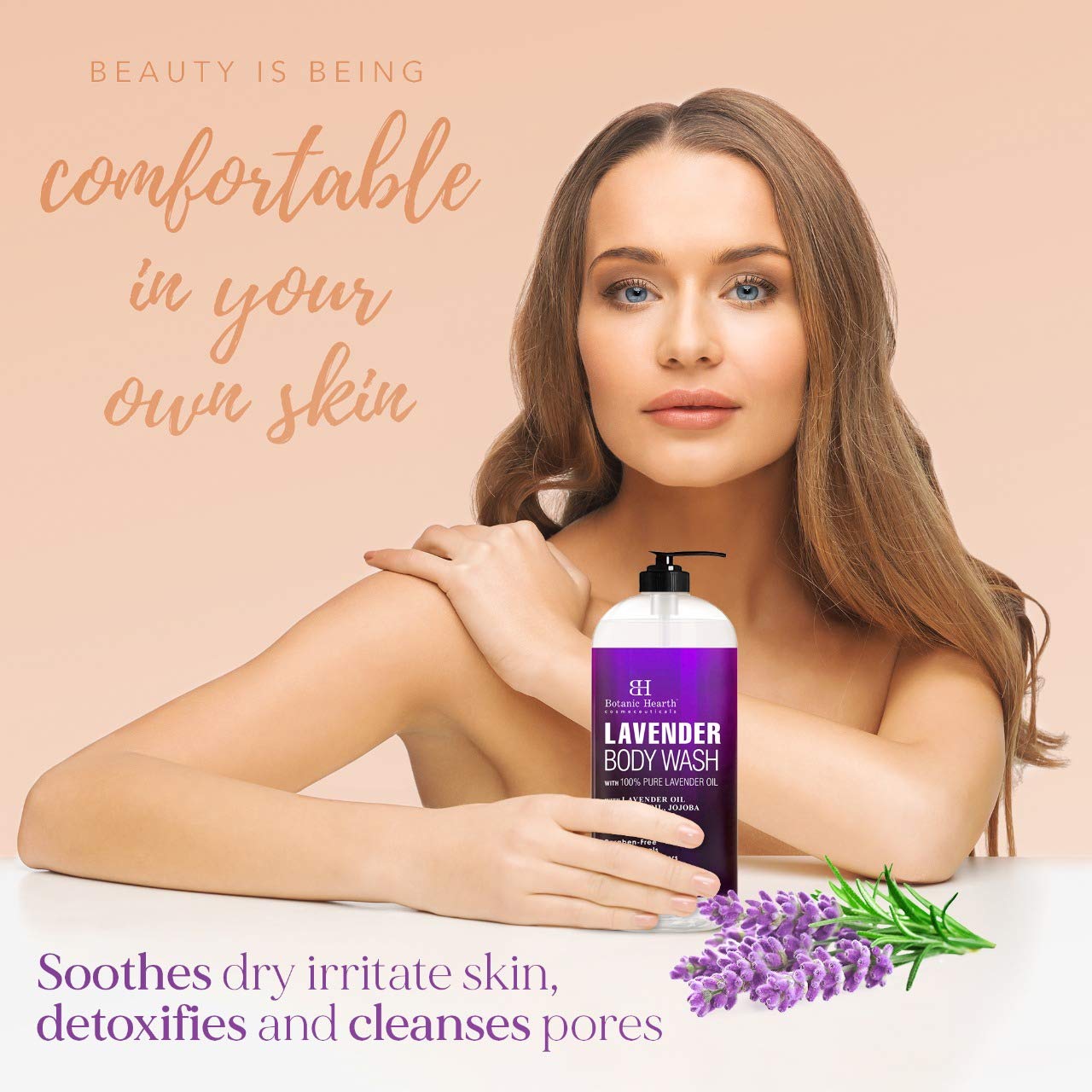 BOTANIC HEARTH Lavender Body Wash for Women & Men and Shower Gel - with Peppermint Oil - Fights Acne, Soothes Eczema and Dry Irritated Skin, Sulfate and Paraben Free - 16 fl oz : Beauty