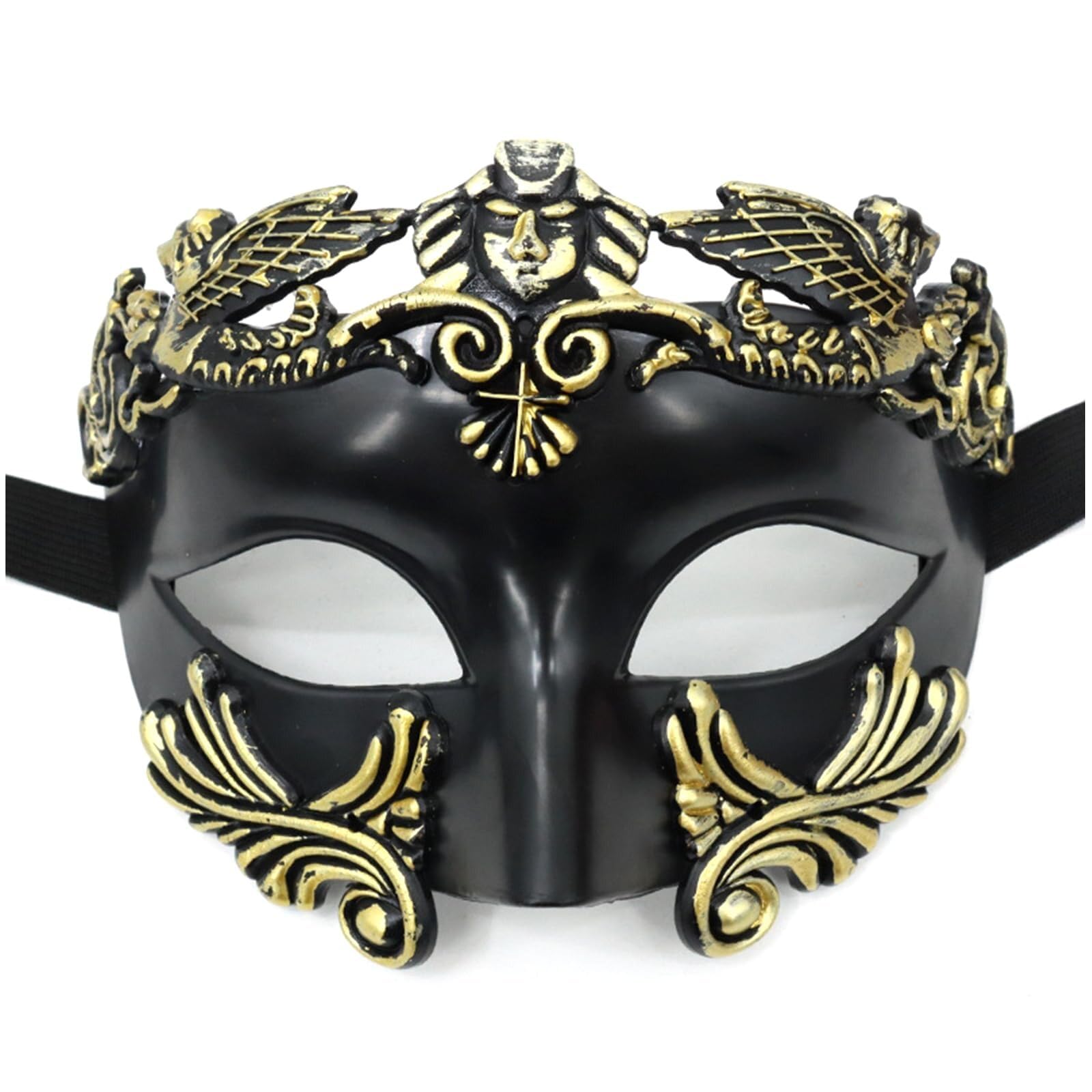 HeHeGe Masquerade Mask for Men - Roman Greek Venetian Half Face Mask for Mascarade Ball, Mardi Gras & Halloween Party (Black Gold)