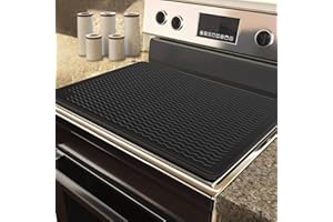 HERZLG LIFE Stove Top Covers for Electric Stove Silicone Stove Top Protector Extra Large 28 x 20 inch glass top stove cover protector, Heat Resistant Glass Cooktop Cover,Foldable Dish Drying Mat for Kitchen-Black