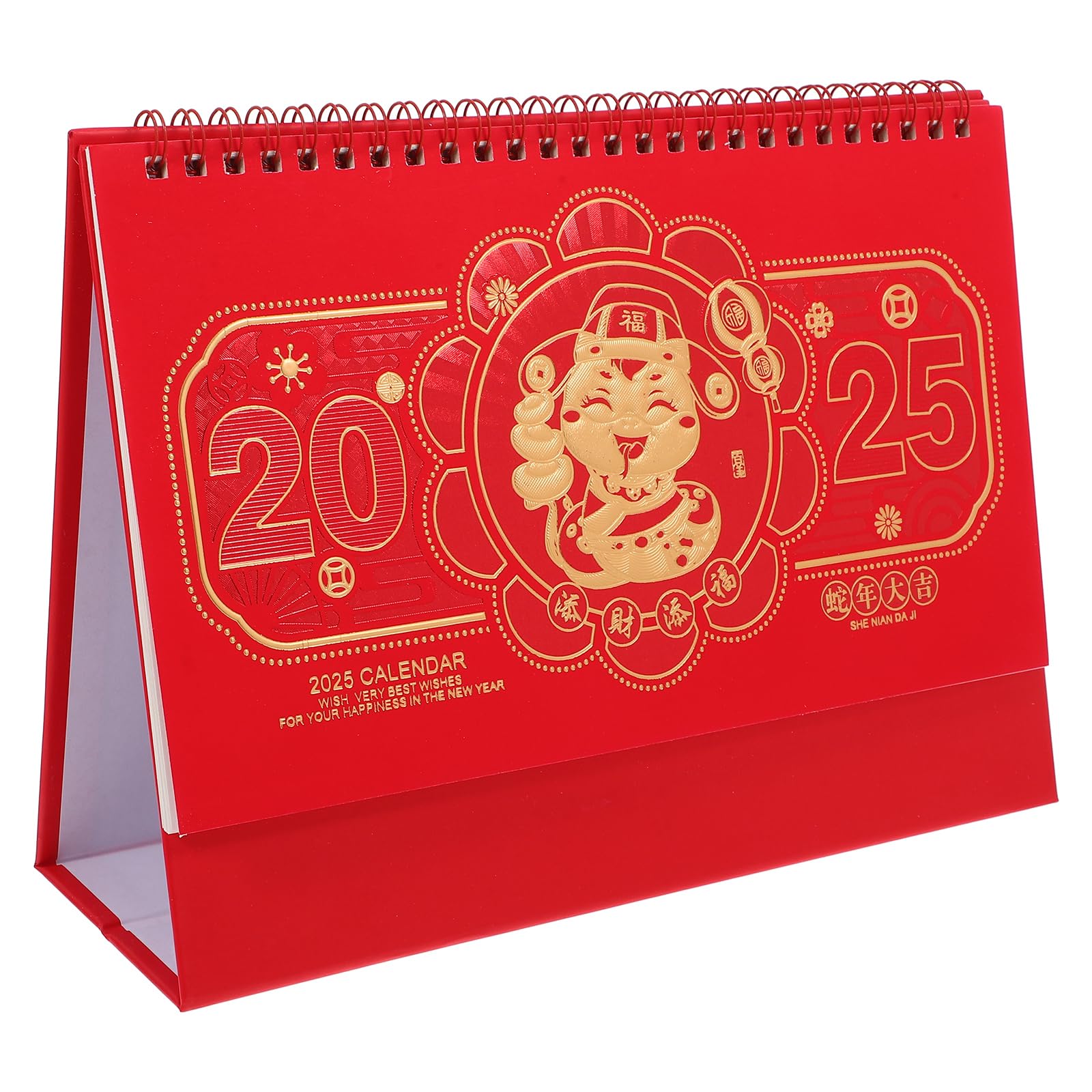 DIYEAH 2025 Year of The Snake Desk Calendar Pocket Calendar Standing Desk 2024 Table Chinese Monthly Chinese Desk Planner Red Paper