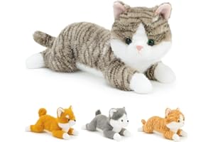 YOUBLEK 19 inch 3 lbs Cat Weighted Stuffed Animals, Realistic Weighted Cat Stuffed Animal, Sensory Comfort Plush Throw Pillow, Soft Kawaii Stuffed Kitty Plush Toy Gift for Adults Kids Youth