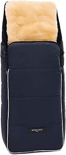 Lammfell Kinderwagen-Fußsack CORTINA von WERNER CHRIST BABY – Thermo Winterfußsack mit herausnehmbarem, echtem Fell, als Einlage für Buggy verwendbar (2-in-1) in navy (blau)
