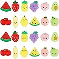Cllayees 24 Pcs Squishy Toys, Fruits Mochi Squishies, Mini Kawaii Stress Relief Toys Party Favors for Kids Adults Birthday Gifts Classroom Prizes