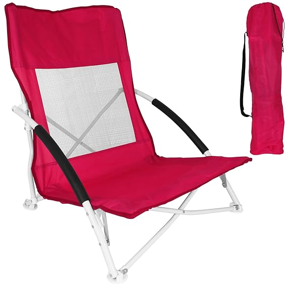Koopman Angelstuhl - Gartenstuhl - Strandstuhl - Klappstuhl - Faltstuhl mit Farbauswahl (rot)