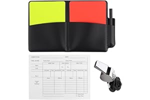 Soccer Referee Card Sets,Red Yellow Cards with Notebook and Pencil,Coach Referee Stainless Steel Whistles with Lanyard,Record