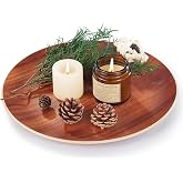 Yangbaga Acacia Wood Serving Tray, Round Decorative Tray for Home Decor | 11.5" Serving Platters for Living Room/Ottoman/Bed/Kitchen/Bathroom/Breakfast/Bar - Easy to Clean Modern Coffee Table Tray