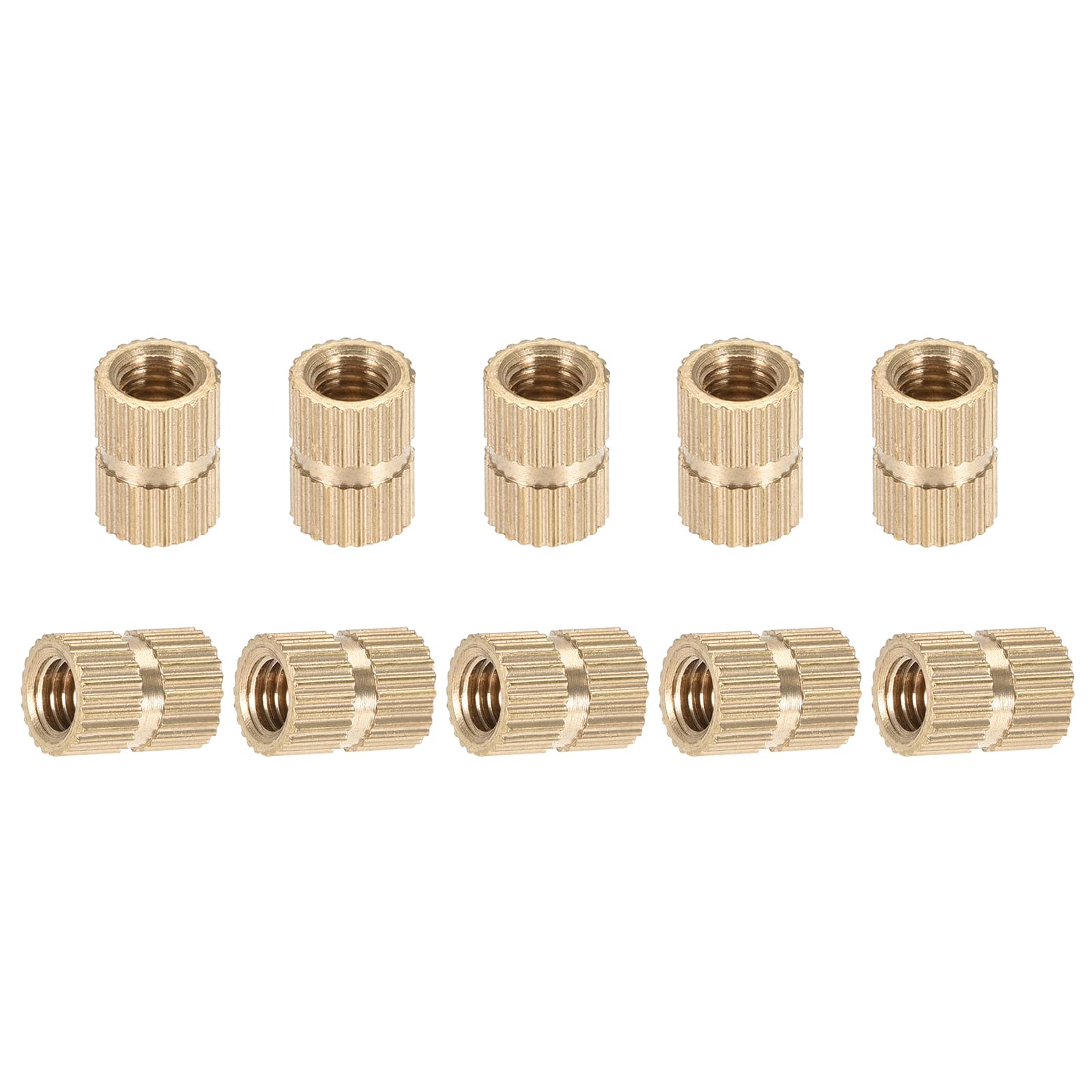 DTGN M5x10x7mm(IDxLxOD) Knurled Insert Nuts - 30 Pack - Good for Plastic Shells - Brass Female Thread Heat Set Inserts Embedment Nut — image 1