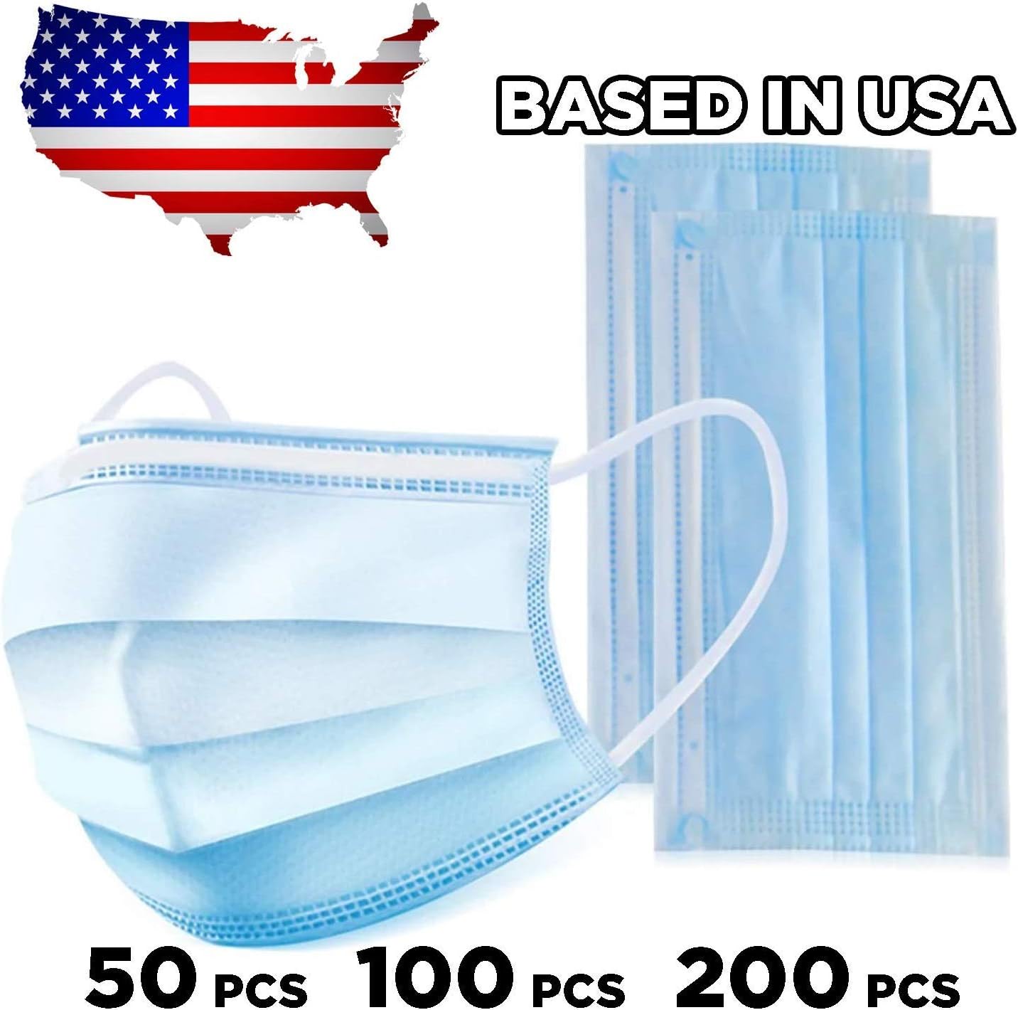 50 Pcs Disposable Face Masks - Disposable Surgical Mask Dust Breathable Earloop Antiviral Face Mask, Comfortable Medical Sanitary Surgical Mask Thick 3-Layer Masks