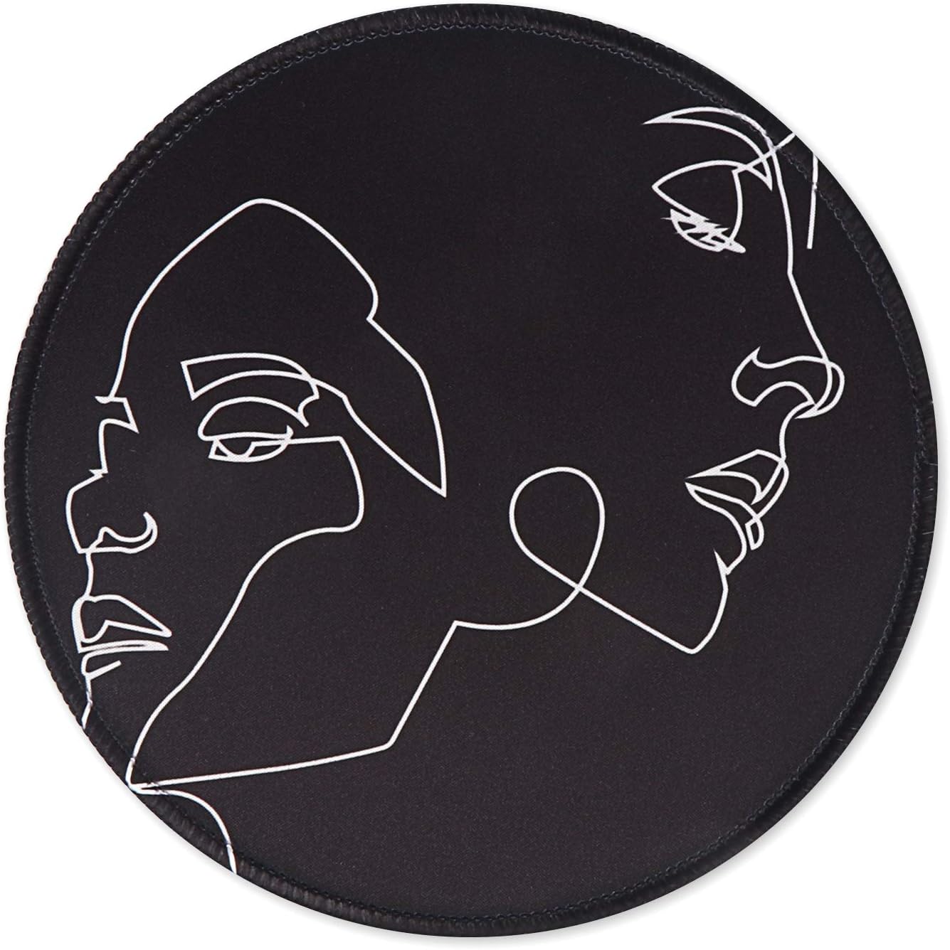 iCasso Mouse Pad with Stitched Edge, Non-Slip Rubber Base and Comfortable Lycra Cloth Mouse Mat, Round Waterproof Mousepad for Computer, Laptop, Office, Home - 7.9 x 7.9 inch - Face