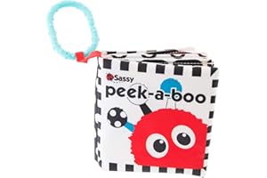 Sassy Peek-A-Boo Activity Book | Developmental Book for Babies with High Contrast and Crinkle Pages | for Ages Newborn and Up