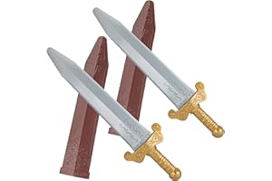 MLKGZ 2pcs Toy Sword for Kids,19" Plastic Roman Sword with Sheath for Boys Pretend Play,Knight Costume,Role-Play Accessory,Halloween (2pcs)
