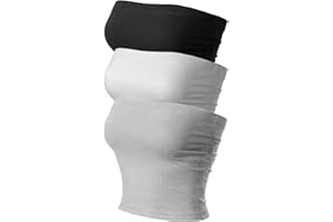 MixMatchy Women's 3 Pack Tube Tops Ruched Side Double Layered Tube Top with Cotton Shelf Bra