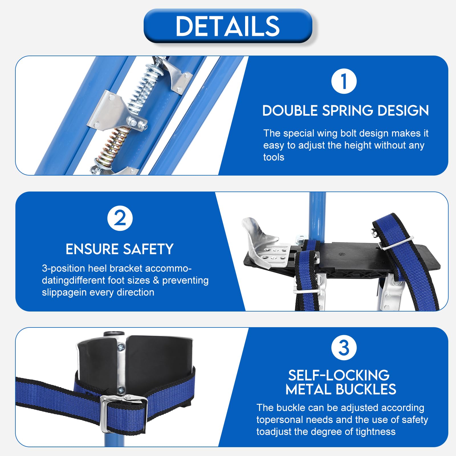 Adjustable 24-40 Inch Aluminum Drywall Stilts – Heavy-Duty For Painters & Taping Tools - View #3