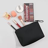 Maange Small Cosmetic Bag PU Leather Travel Pouch with Handle Black view 2