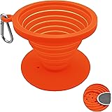 Collapsible Pour Over Coffee Dripper,Silicone Reusable Cone Filter Holder,Paperless Coffee Brew Maker with Carabineer for Tra