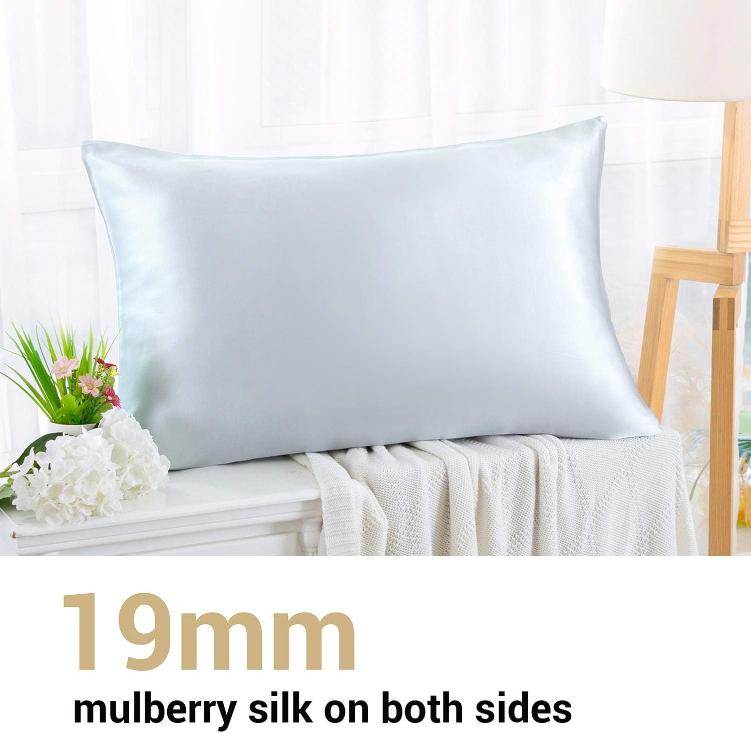 ZIMASILK 100% Mulberry Silk Pillowcase for Hair and Skin,Both Side 19 Momme Silk, 1pc (Queen 20''x30'', Dark Grey): Home & Kitchen