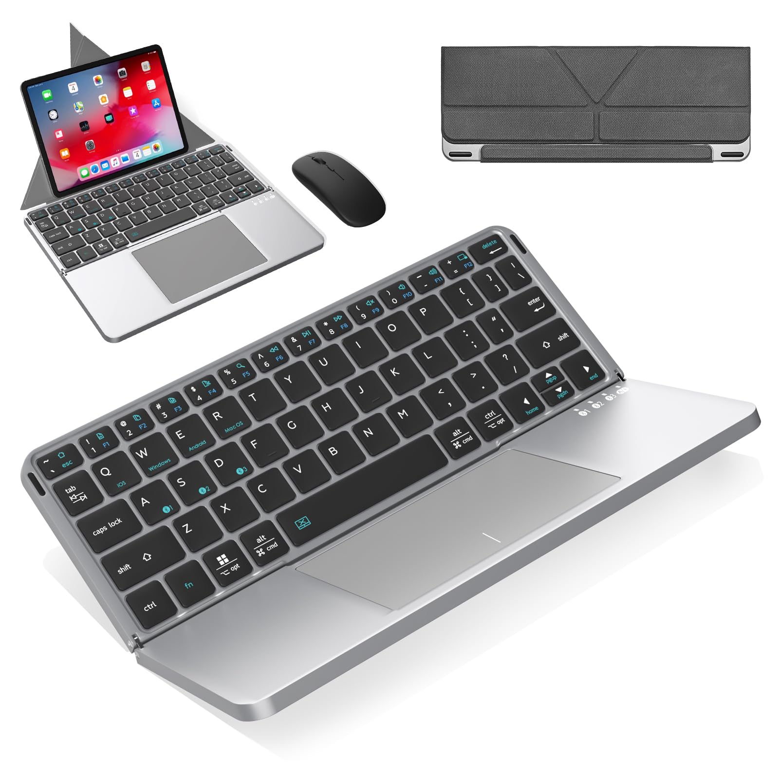 Photo 1 of Foldable Keyboard with Touchpad and Mouse Combo, MEKO Portable Wireless Bluetooth Keyboard and Mouse Combo with Holster Stand for Business and Travel, Compatible with Mac Laptop iPad Tablet