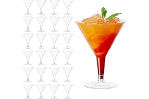 MATANA 24 Premium Plastic Martini Cocktail Glasses 7 oz/ 210ml - Elegant & Reusable Plastic Glasses for Manhattan, Margarita,
