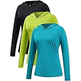 Femdouce 3 Pack UPF 50+ Sun Protection Hoodie for Women Athletic Long Sleeve Hoodie Shirt Lightweight with Thumb Hole