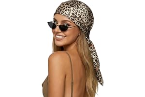 CHUNG 35” Women Satin Large Square Headscarf Bandanas Fashion Scarves Emulation Silk Hair Wraps Beach Scarves