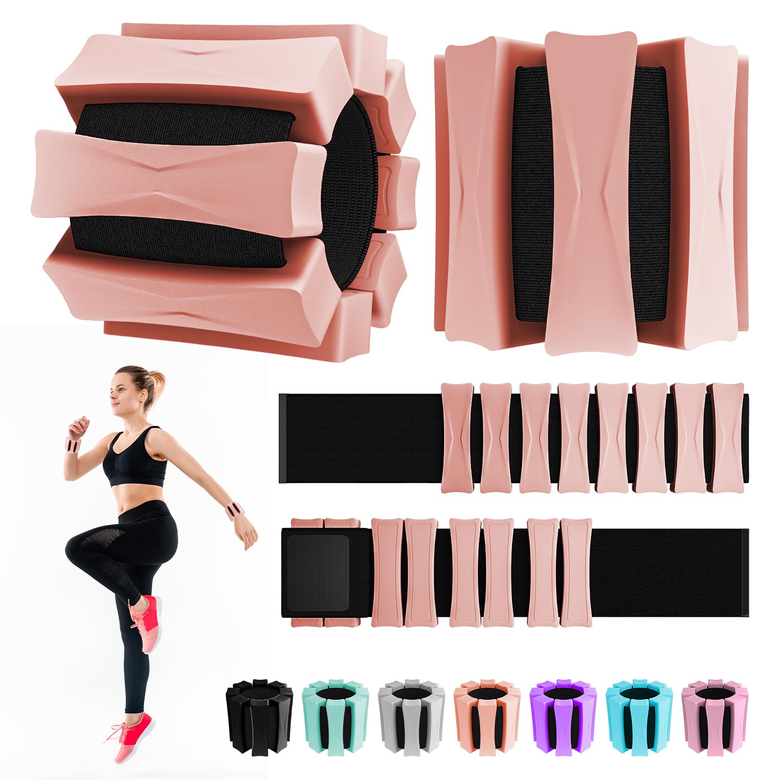 Photo 1 of PEOERP Ankle Weights for Women Men, Adjustable Wrist Weighted Bracelet for Home Gym Workout, Walking, Running, Travel, Pilate, Yoga, Exercise,Barre,Strength Training. Set of 2 (1Lb Each) (Flesh Pink)