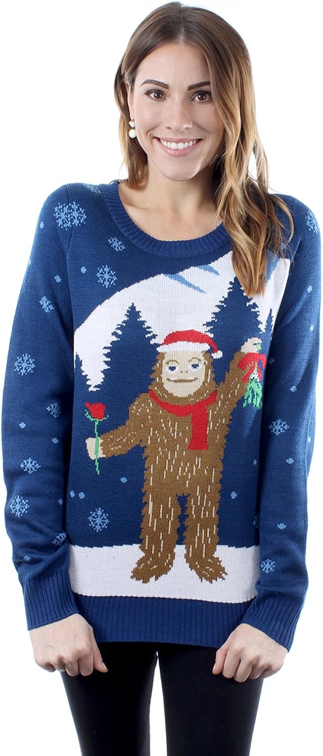 Tipsy Elves Women's Romantic Sasquatch Ugly Christmas Sweater Medium
