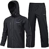 Rodeel Waterproof Fishing Rain Coat and Pant Suit for Men Outdoor Hiking (Rain Gear Jacket & Trouser Suit)