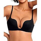 Upushall Women's Push Up Wireless Bra Add 2 Cups Padded Plunge No Underwire T Shirt Bras