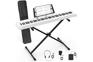 AFGJYBVD 88 Key Piano Keyboard Beginner Electric Digital Piano with Full Size Semi Weighted Keys,Sustain Pedal, Power Supply, Stand, Carrying Case,Headphones