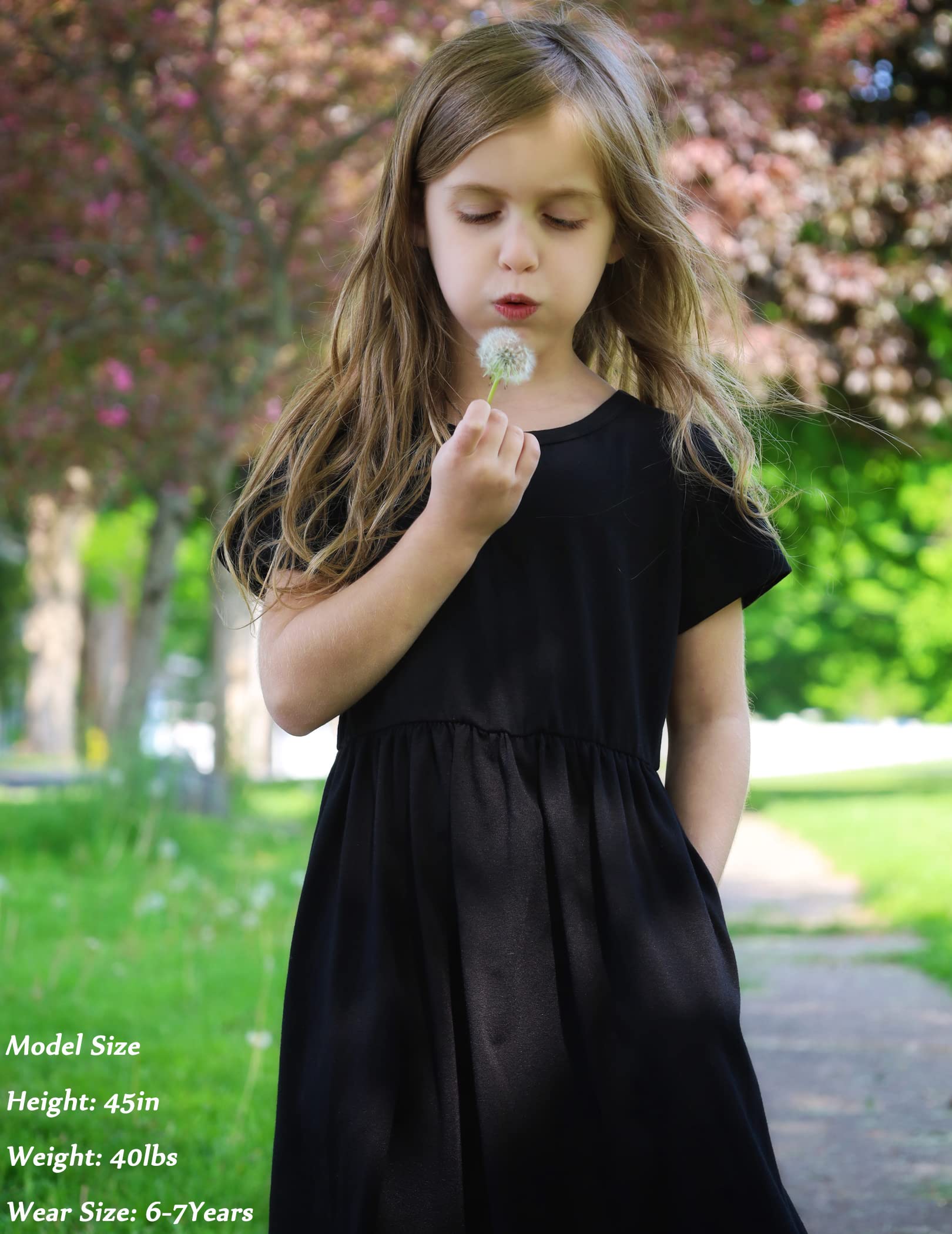 Arshiner Girls Maxi Dress Long/Short Sleeve Casual Holiday Dress with Pockets for 5-13 Years