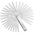 Hotop 32 Blades Steel Feeler Gauge Tapered Feeler Gauge Set Stainless Steel Dual Marked Metric and Imperial Measuring Tool for Measuring Gap Thickness or Width(0.03-1 Mm)
