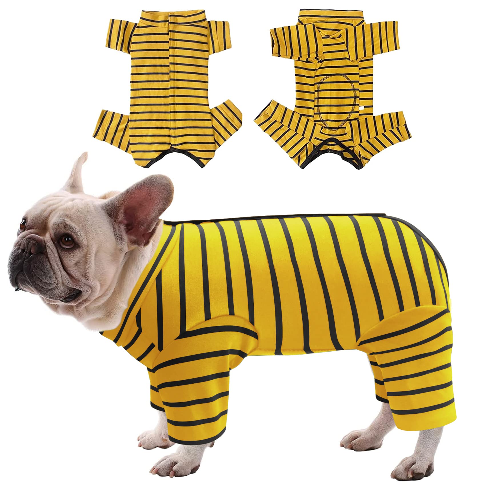 Dolahovy Dog Surgery Recovery Suit,Pet Recovery Shirt Cone E-Collar Alternative Pet Vest for Abdominal Wounds Medical Dog Bodysuit with Legs for Female Male Small Medium Dogs Cats (L, Yellow)