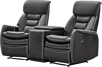 Lifestyle4living 2 Places Cinema Fauteuil En Cuir Synthetique Noir