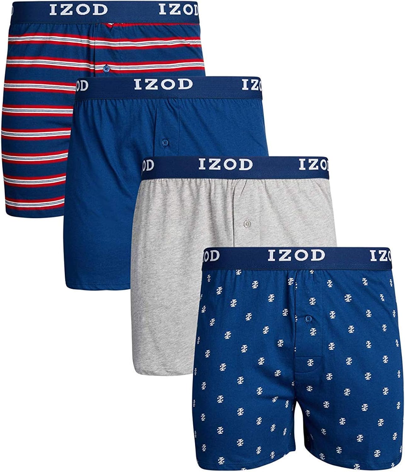 Izod Mens Cotton Knit Boxers 4-pack