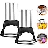 Onion Slicer Holder 2Pcs - Multifunctional Food Slice Assistant and Cucumber Slicer with Stainless Steel Fork Tines for Onion
