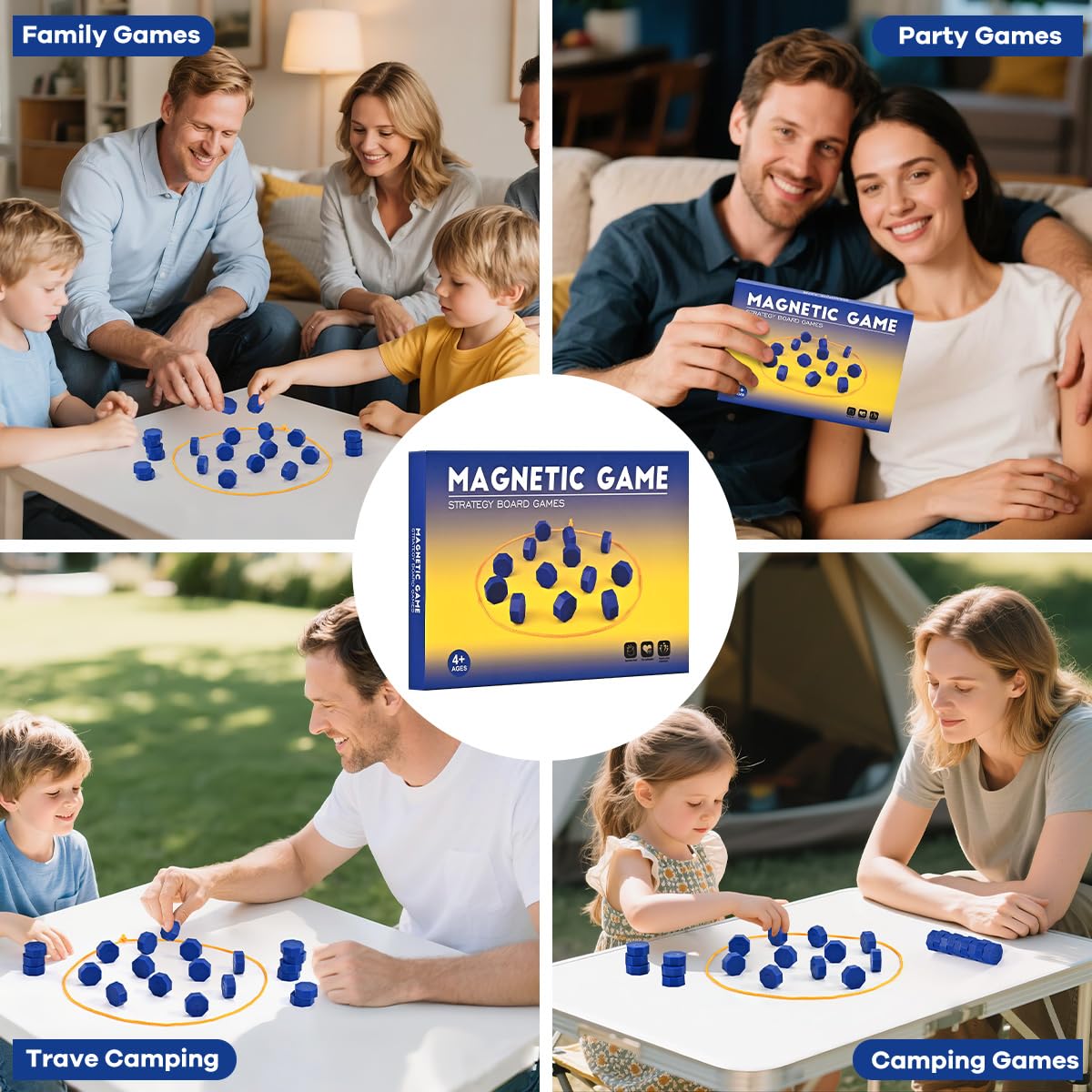 Bameca Magnet Game with String, Magnetic Chess Game for Family & Party & Travel & Camping - Puzzle Strategy Games, 2 Player Games for Kids & Adults