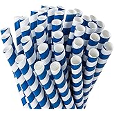 Webake Biodegradable Smoothie Straws, 0.4 Inch Wide, Bulk 100 Jumbo Thick Navy Blue Straws for Smoothies, Shakes, Christmas Decoration