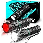 RECHOO Rechargeable Flashlights High Lumens, Dual-Switch LED Flashlight Rechargeable, 8 Lighting Modes Waterproof COB Red Light Flashlight for Camping, Hunting, Emergency, Gifts for Men