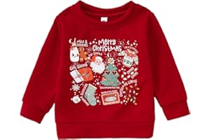 GLIGLITTR Toddler Baby Girl Christmas Sweatshirt Merry Xmas Outfits Cute Santa Claus Shirt Xmas Tree Long Sleeve Pullover Top