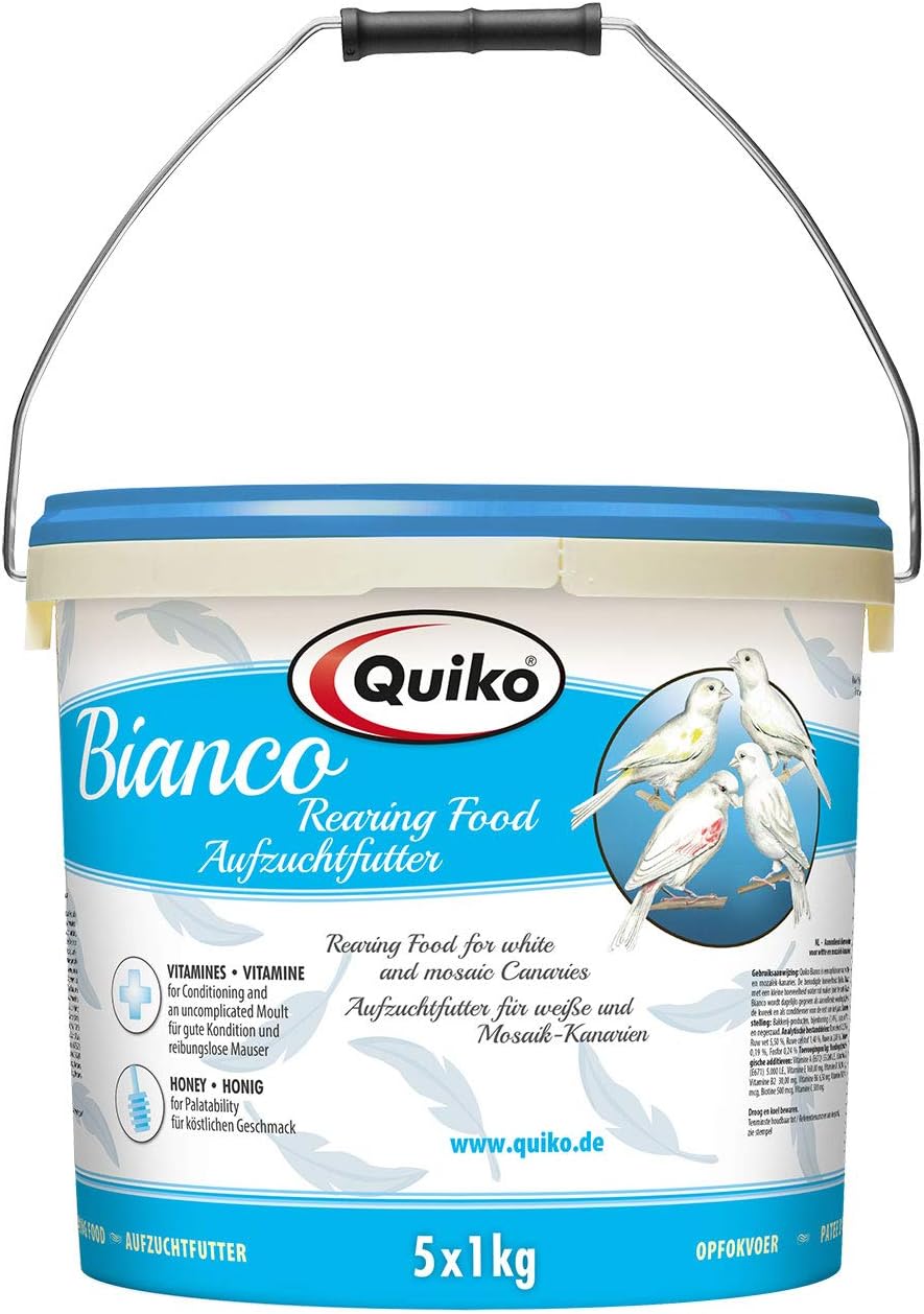 Quiko Bianco 5 Kg - Breeding food for white canaries lightened mosaics - Without dyes, no information, 5 kg (Pack of 1)