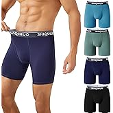 SHIQINUO Men's Boxer Briefs - Stretch Cotton Underwear (95% Cotton),Moisture Wicking & No Ride Up,Breathable (4 or 6 Pack)