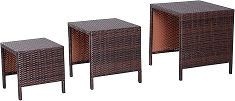 Outsunny Beistelltisch 3er Set Couchtisch Gartentisch Satztisch Balkontisch Polyrattan Braun 40x40x40 50x50x50 60x60x60 Cm Amazon De Kuche Haushalt