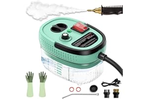 AUXCO Steam Cleaner, 1200ml High Pressure Steamer for Cleaning Handheld Steam Cleaner for Home,High-Temperature Steamer Cleaner for Car,Upholstery,Kitchen, Bathroom, Carpet，Grout and Tile(Mint)