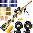 AGM MASTECH M24 Soft Bullet Toy Gun, Empty Shell Ejecting Design, Enhanced Scope, 40 Soft Foam Darts, 20 Shells, 2 Magazines. Outdoor Toys, Toy Dart Blaster for Boys and Girls (Camouflage Yellow)