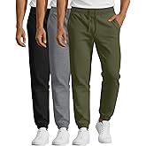 August Alley 3 Pack Men's Joggers Sweatpants Athletic Elastic Cuffed Pants Tapered Leg Elastic Hidden Drawstring with Pockets