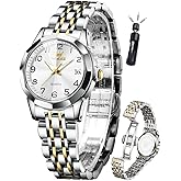 OLEVS Women's Wrist Watches Luxury Small Wrist Stainless Steel Watch for Women Fashion Dress Analog Quartz Ladies Watch