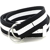 Canvas Web Belt D-Ring Buckle 1.25" Wide Metal Tip Multi-Color