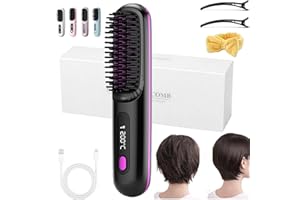 2026 New Brosse Chauffante Pour Cheveux Courts,Portable Straightener Brush For Short Hair Styling Tools,Usb Rechargeable,3 He