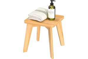BAMSANRITZ Step Stool Kids and Adults for Kitchen Bathroom Bedroom Sturdy Bamboo Wooden Foot Stool One Small Wood Stool 10 inch
