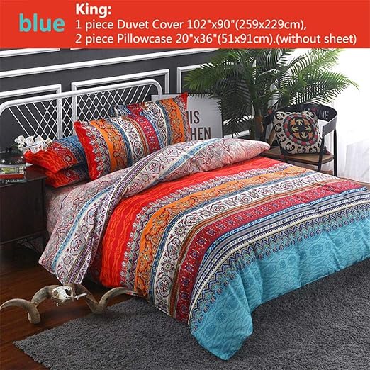 Remote S Ethnic Bohemian Style Extra Large 4 Piece Bedding Set